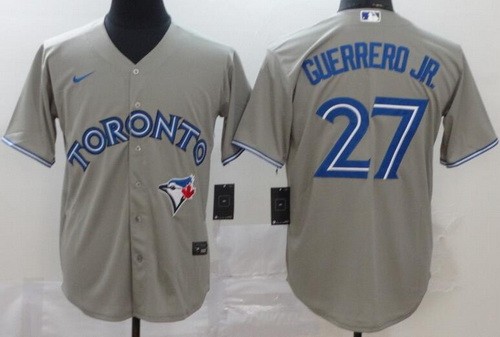 Men's Toronto Blue Jays #27 Vladimir Guerrero Jr Gray 2020 Cool Base Jersey