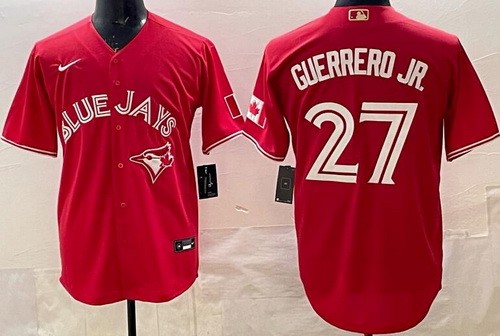 Men's Toronto Blue Jays #27 Vladimir Guerrero Jr Red Alternate Cool Base Jersey