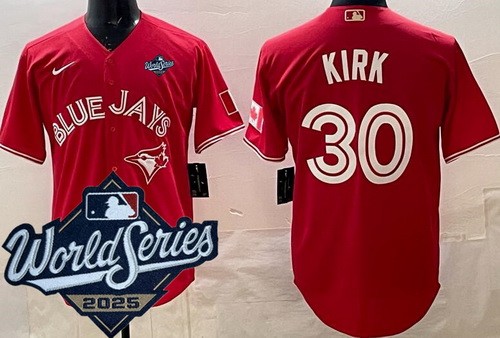 Men's Toronto Blue Jays #30 Alejandro Kirk Red 2025 World Series Cool Base Jersey