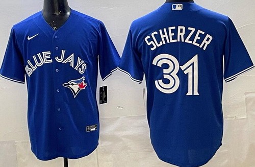 Men's Toronto Blue Jays #31 Max Scherzer Blue Cool Base Jersey