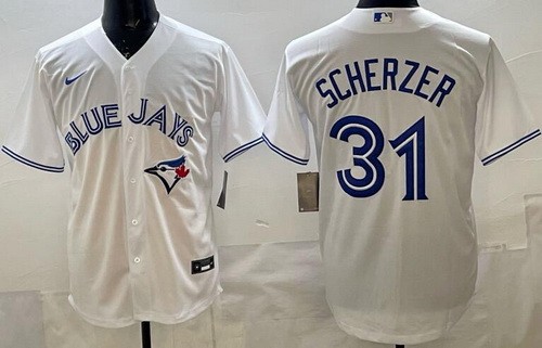 Men's Toronto Blue Jays #31 Max Scherzer White Cool Base Jersey