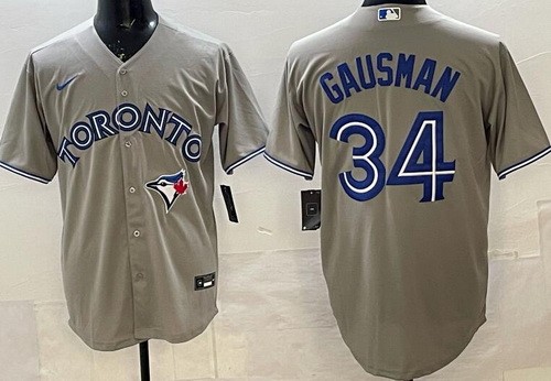 Men's Toronto Blue Jays #34 Kevin Gausman Gray Cool Base Jersey