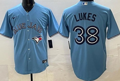 Men's Toronto Blue Jays #38 Nathan Lukes Light Blue Cool Base Jersey