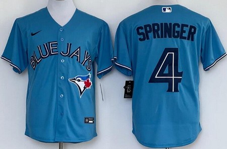 Men's Toronto Blue Jays #4 George Springer Light Blue Cool Base Jersey