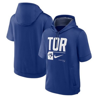 Men's Toronto Blue Jays Royal Tri Code Lockup Short Sleeve Pullover Hoodie
