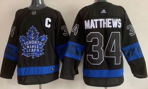 Men's Toronto Maple Leafs #34 Auston Matthews Black Alternate Adidas Authentic Jersey