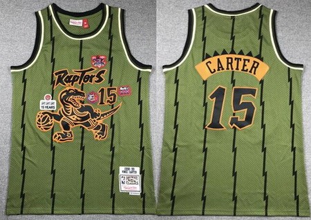 Men's Toronto Raptors #15 Vince Carter Olive Military Flight Swingman Jersey
