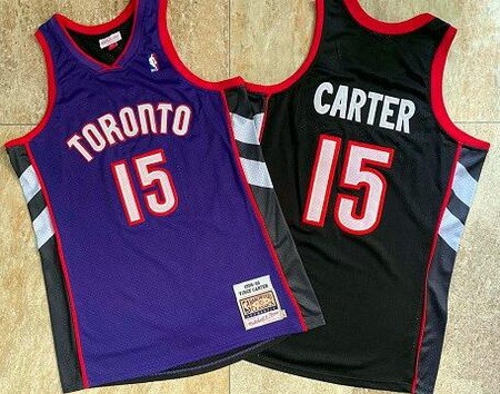 Men's Toronto Raptors #15 Vince Carter Purple Black 1999 Throwback Authentic Jersey