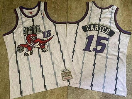 Men's Toronto Raptors #15 Vince Carter White Chinese 1998 Throwback Authentic Jersey
