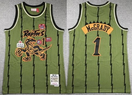 Men's Toronto Raptors #1 Tracy McGrady Olive Military Flight Swingman Jersey