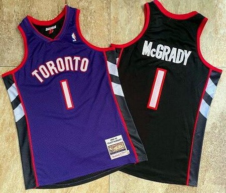 Men's Toronto Raptors #1 Tracy McGrady Purple Black 1999 Throwback Authentic Jersey