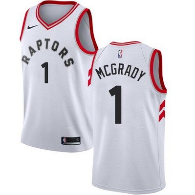 Men's Toronto Raptors #1 Tracy McGrady White Icon Hot Press Jersey