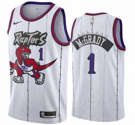 Men's Toronto Raptors #1 Tracy McGrady White Throwback Icon Hot Press Jersey