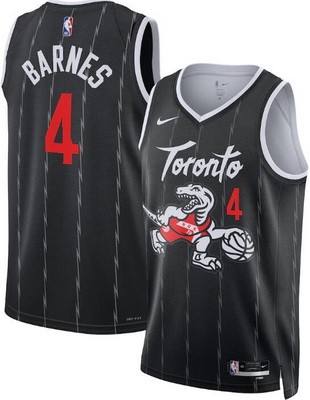 Men's Toronto Raptors #4 Scottie Barnes Black 2025 City Heat Press Jersey