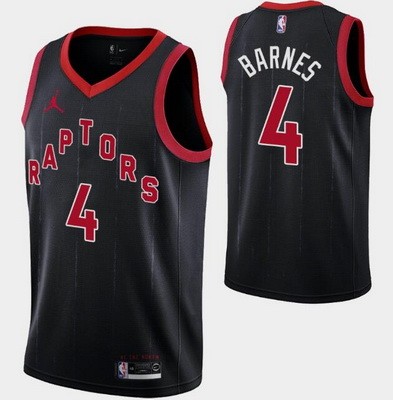 Men's Toronto Raptors #4 Scottie Barnes Black Statement Icon Hot Press Jersey