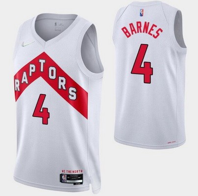 Men's Toronto Raptors #4 Scottie Barnes White Association Diamond 75th Icon Hot Press Jersey