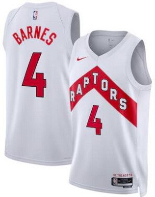 Men's Toronto Raptors #4 Scottie Barnes White Heat Press Jersey