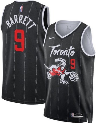 Men's Toronto Raptors #9 RJ Barrett Black 2025 City Heat Press Jersey