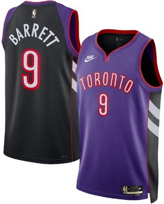 Men's Toronto Raptors #9 RJ Barrett Purple Classic Heat Press Jersey