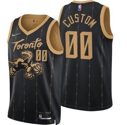 Men's Toronto Raptors Custom Black City Diamond 75th Icon Hot Press Jersey