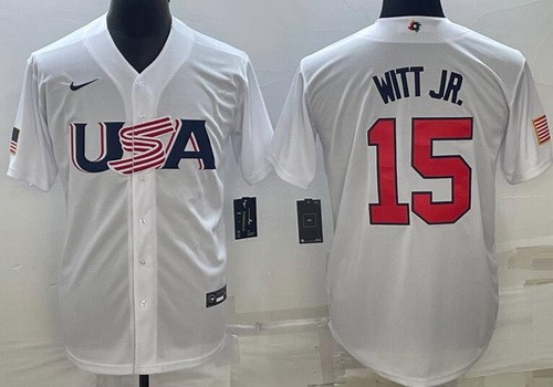 Men's USA #15 Bobby Witt Jr White 2023 World Baseball Classic Cool Base Jersey