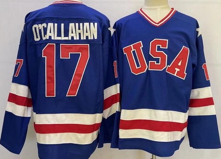 Men's USA #17 Jack O'Callahan Blue 1980 Olympics Authentic Jersey