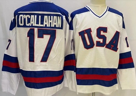 Men's USA #17 Jack O'Callahan White 1980 Olympics Authentic Jersey