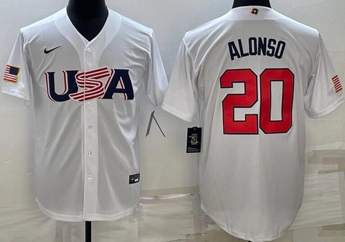 Men's USA #20 Pete Alonso White 2023 World Baseball Classic Cool Base Jersey