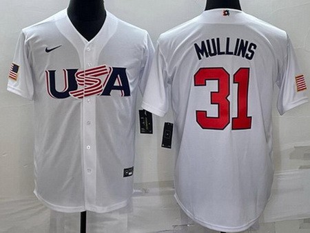 Men's USA #31 Cedric Mullins White 2023 World Baseball Classic Cool Base Jersey