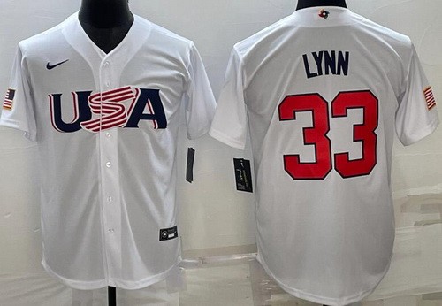 Men's USA #33 Lance Lynn White 2023 World Baseball Classic Cool Base Jersey