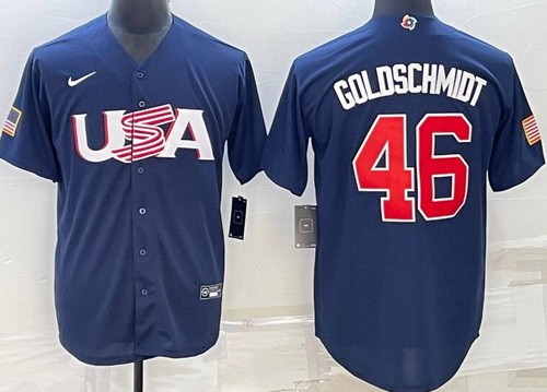 Men's USA #46 Paul Goldschmidt Navy 2023 World Baseball Classic Cool Base Jersey