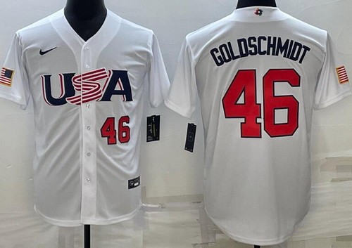 Men's USA #46 Paul Goldschmidt White Player Number 2023 World Baseball Classic Cool Base Jersey