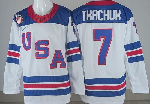Men's USA #7 Brady Tkachuk White 2026 Olympics Authentic Jersey