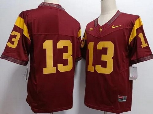 Men's USC Trojans #13 Caleb Williams Red FUSE College Football Jersey