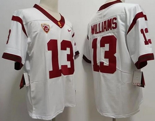 Men's USC Trojans #13 Caleb Williams White College Football Jersey