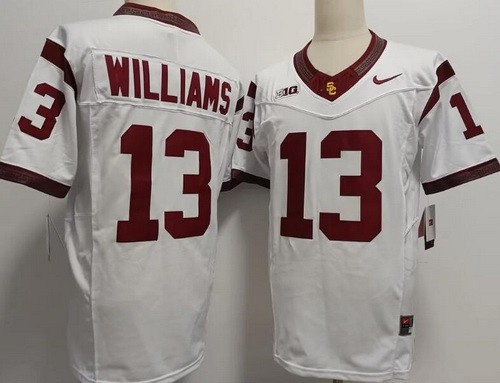 Men's USC Trojans #13 Caleb Williams White Player Name FUSE College Football Jersey