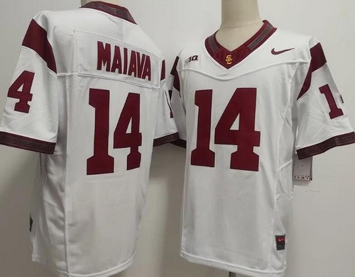 Men's USC Trojans #14 Jayden Maiava Limited White Player Name College Football Jersey