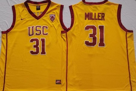 Men's USC Trojans #31 Matt Miller Yellow College Basketball Jersey