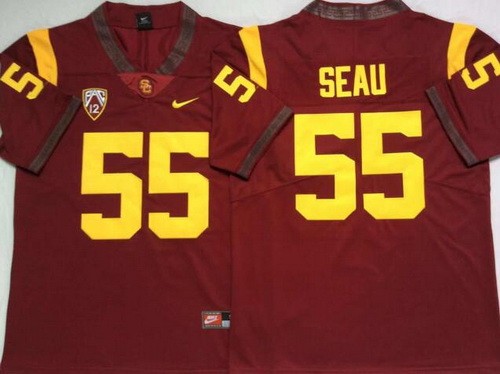 Men's USC Trojans #55 Junior Seau Red 2020 College Football Jersey