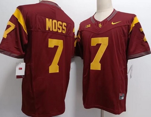 Men's USC Trojans #7 Miller Moss Red Player Name FUSE College Football Jersey