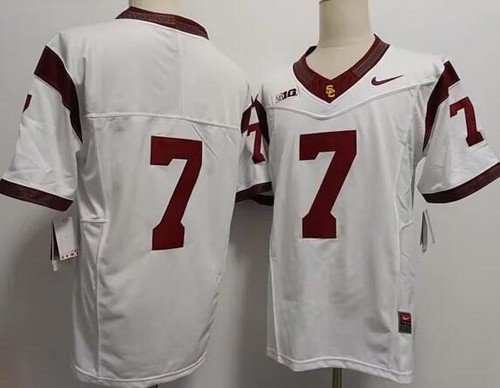 Men's USC Trojans #7 Miller Moss White FUSE College Football Jersey