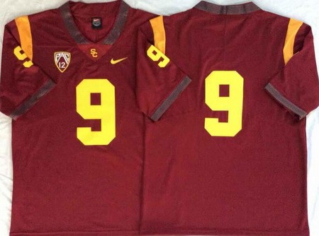 Men's USC Trojans #9 Kedon Slovis Red 2019 College Football Jersey