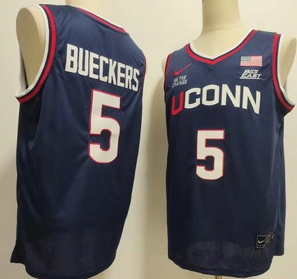 Men's Uconn Huskies #5 Paige Bueckers Navy College Basketball Jersey