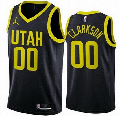 Men's Utah Jazz #00 Jordan Clarkson Black 2022 Statement Icon Heat Press Jersey