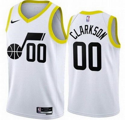 Men's Utah Jazz #00 Jordan Clarkson White 2022 Icon Heat Press Jersey