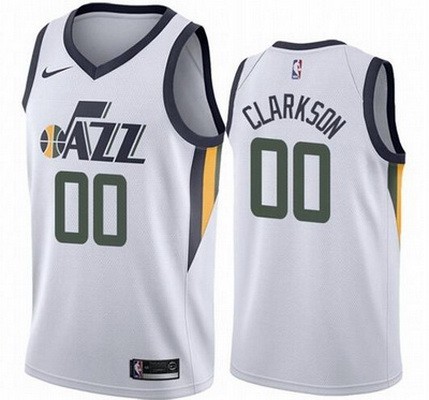 Men's Utah Jazz #00 Jordan Clarkson White Icon Heat Press Jersey