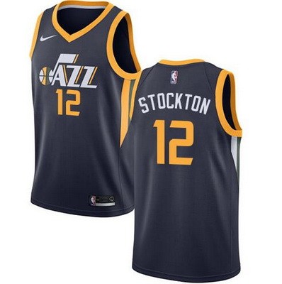 Men's Utah Jazz #12 John Stockton Navy Icon Hot Press Jersey