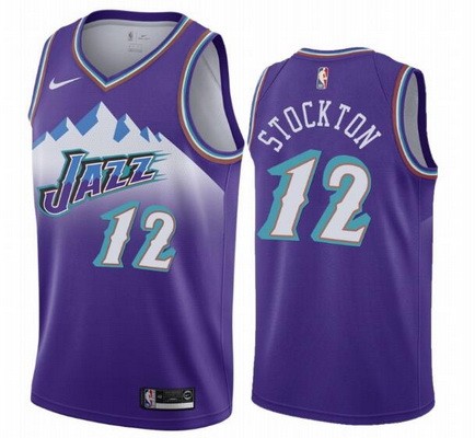 Men's Utah Jazz #12 John Stockton Purple Classic Icon Hot Press Jersey