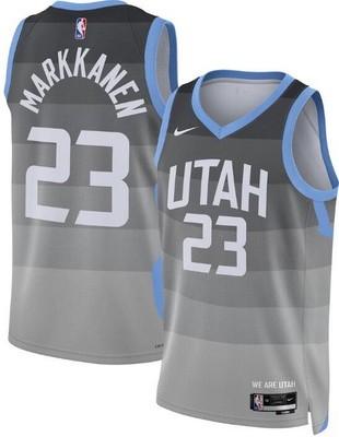 Men's Utah Jazz #23 Lauri Markkanen Gray 2025 City Heat Press Jersey