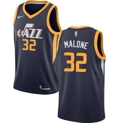 Men's Utah Jazz #32 Karl Malone Navy Icon Hot Press Jersey